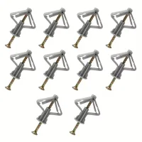 10 tornillos huecos en forma de mariposa, con tornillos, adecuados para paneles de yeso, tableros de fibra de yeso y hormigón.