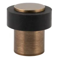 Tope de puerta para suelo de 24 x 35 mm, de latón cuero con goma protectora negra, atornillable, evi herrajes