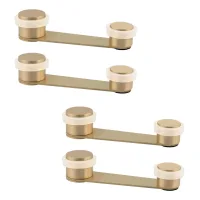 Pack de 4 topes retenedores para puerta de hasta 50mm, de latón con goma protectora blanca, adhesivo y/o tornillo, evi herrajes.