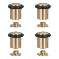 Pack de 4 topes para puertas fabricados en latón, acabado satinado mate, fijación con tornillo, evi herrajes, 24øx35mm