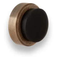 Tope de puerta para pared de 24 x 14 mm, de latón cuero con goma protectora negra, adhesivo y atornillable, evi herrajes