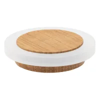 Tope de puerta adhesivo, madera de roble de 47x16mm, óptimo para parquets, goma protectora blanca, evi herrajes – mod. 20345x12