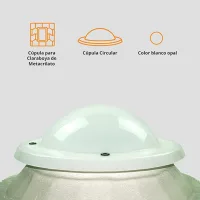 Ironlux - cúpula opal para claraboya circular apertura acceso techo - 124 cm - hueco luz 110 cm - incluye juntas, fijaciones y accesorios de montaje