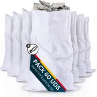 [60 uds + gomas] sacos para escombros 50x90 cm con gomas de anclaje. rafia/yute para obra, jardín y transporte de materiales