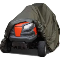 Funda protectora para cortadora de césped con asiento 420d verde tamaño s, medidas 170×61×117cm, impermeable anti-uv para uso exterior