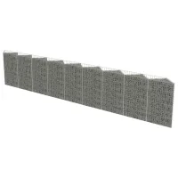 Muro de gaviones - acero galvanizado - plateado (630x30x100cm)