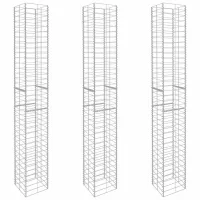 Set de 3 gaviones - acero galvanizado - plateado (25x25x197cm)