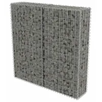 Muro de gaviones con tapas - acero galvanizado - plateado (100x20x100cm)
