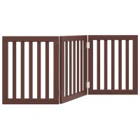 Barrera para perros plegable de 3 paneles - madera de álamo - marrón (150x2x60cm)