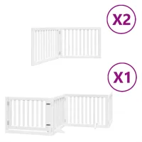 Barrera para perros con puerta - plegable 8 paneles - madera de álamo - blanco (640x30x60cm)