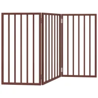 Barrera para perros plegable de 3 paneles - madera de álamo - marrón (150x2x90cm)