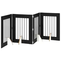Barrera para perros plegable con 4 paneles - madera de ingeniería y acero - roble negro (241x34x80cm)