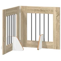 Barrera para perros plegable con soportes 2 piezas - madera y acero - roble sonoma (120.5x34x60cm)