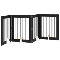 Barrera para perros plegable de 4 paneles - madera de ingeniería y acero galvanizado - roble negro (321x34x100cm)
