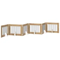 Barrera para perros plegable de 6 paneles - madera de ingeniería y acero - roble artesanal (482x34x60cm)