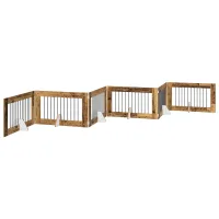 Barrera para perros plegable de 6 paneles - madera de ingeniería y acero - madera envejecida (602x34x60cm)