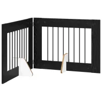 Barrera para perros plegable con soportes (2 uds.) - madera técnica y acero - roble negro (160.5x34x60cm)