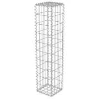 Muro de gaviones con tapas - acero galvanizado - plateado (20x20x100cm)