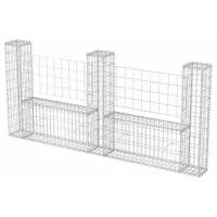 Gavión en forma de u - acero galvanizado - plateado (240x20x100cm)