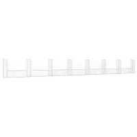 Gavión en forma de u con 8 postes - hierro - plateado (860x20x100cm)