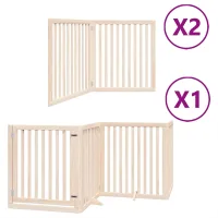 Valla plegable para perros de 8 paneles con puerta - madera de chopo (640x90cm)