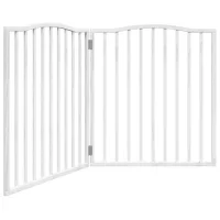 Barrera plegable para perros 2 paneles - madera de chopo - blanco (160x90cm)