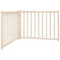 Barrera para perros plegable de 2 paneles - madera maciza de abeto - natural (160x60cm)