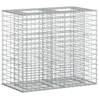 Jardinera elevada de gaviones - acero galvanizado - plateado (90x50x80cm)