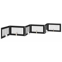 Barrera para perros plegable - 6 paneles con soportes - acero y madera de ingeniería - roble negro (602x34x60cm)