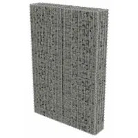 Muro de gaviones con tapas - acero galvanizado - plateado (100x20x150cm)
