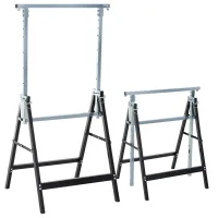 Lote de 2 caballetes plegables telescópicos - altura regulable - acero - negro (68x58x130cm)