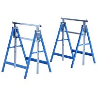 Juego de 2 caballetes telescópicos - plegables y regulables en altura - acero - azul (68x58x80cm)