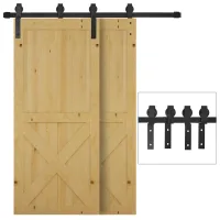 Kit de guía para 2 puertas correderas - acero al carbono (200x0.6x4cm)