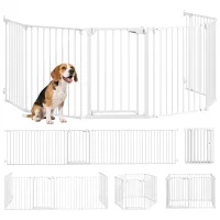 Barrera de seguridad modulable de 6 paneles - acero y abs - blanco (61x3x75cm)