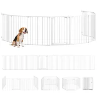 Barrera de seguridad de 8 paneles - plegable y modular con puerta - acero al carbono y abs - blanco