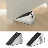 Tope de puerta ajustable de acero inoxidable, base de goma antideslizante, resorte, protección antiimpacto, hogar y oficina