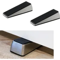 Juego de 2 topes de puerta para la parte inferior de la puerta, protección debajo de la pared, para cualquier puerta maciza (gris)