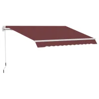 Toldo manual retráctil 350x250 cm toldo exterior para terraza con ángulo ajustable manivela estructura de aluminio y protección uv30+ para jardín