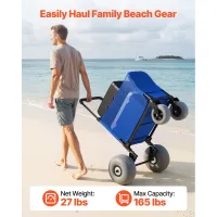 Carrito de playa essenza con ruedas grandes para arena, capacidad de carga de 75 kg, carrito de playa plegable de alta resistencia