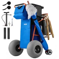 Carrito de playa essenza con ruedas grandes para arena, capacidad de carga de 75 kg, carrito de playa plegable de alta resistencia