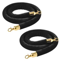 Cuerdas de terciopelo negro 1,5 m con ganchos dorados (2 piezas)