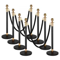 Conjunto de 8 postes de control con 6 cuerdas de terciopelo
