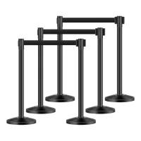 Poste control de cola 6uds, cinturones retráctiles negro