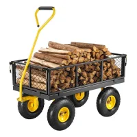 Carro de jardín de acero essenza de 500 libras, carro de jardín resistente con ruedas, carro utilitario de metal para patio con neumáticos