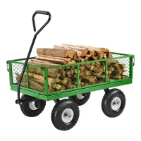 Carro de jardín de acero essenza de 408 kg (900 lbs) con ruedas, carro de jardín remolcable de alta resistencia