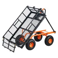 Carro de jardín basculante essenza carros y vagones de metal resistentes para patios capacidad de carga: 880 lbs/399,2 kg