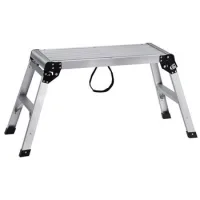 Plataforma de trabajo plegable 150 kg, aluminio, escalera