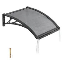 Marquesina para entrada 61 x 61 cm policarbonato protección lluvia gris humo