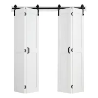 Puerta corredera doble 1829x2134 mm madera mdf blanca