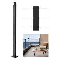 Poste para pasamanos con cables 107 x 2,5 x 5,1 cm, acero inoxidable, negro